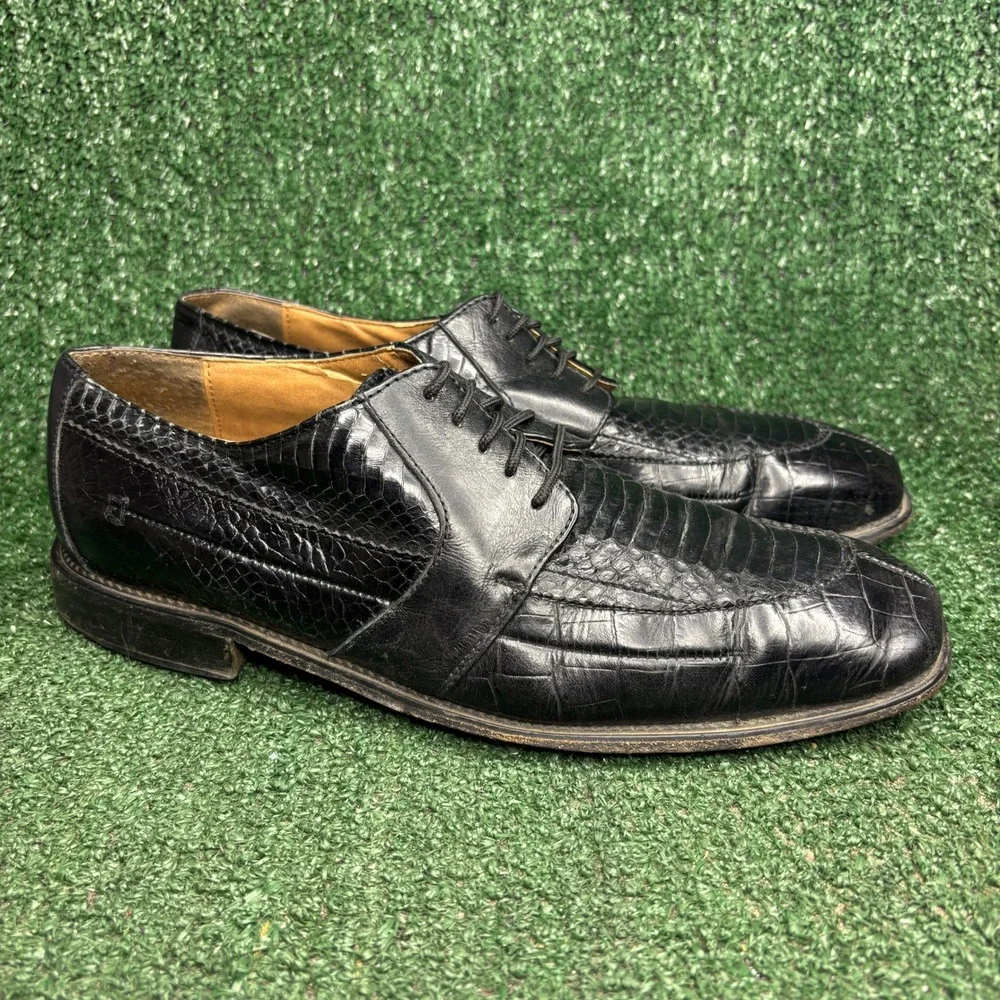 Stacy Adams Genuine Snake Leather Skin Exotic Dress Oxford Shoe Black Mens 9.5 M